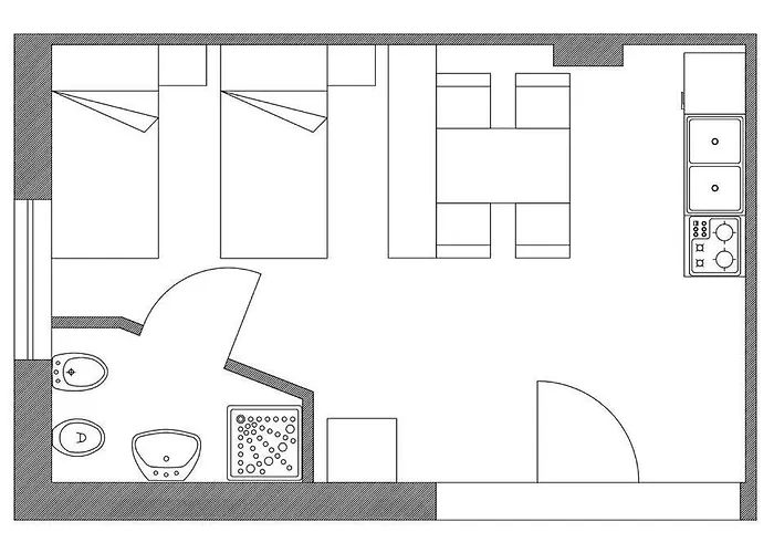Monolocale 4 Posti Con Cucina E Parcheggio Gratuito アパート *